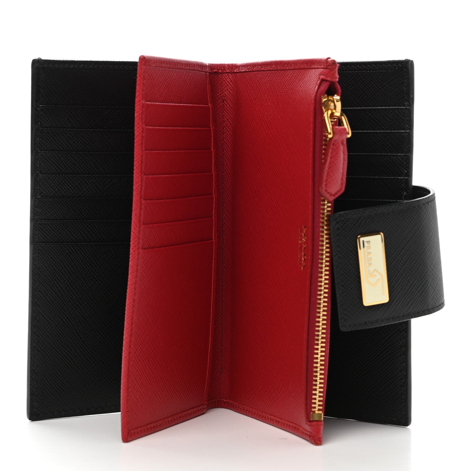 Prada Saffiano Smalto Robot Small Wallet Black Fuocco 5 of 7