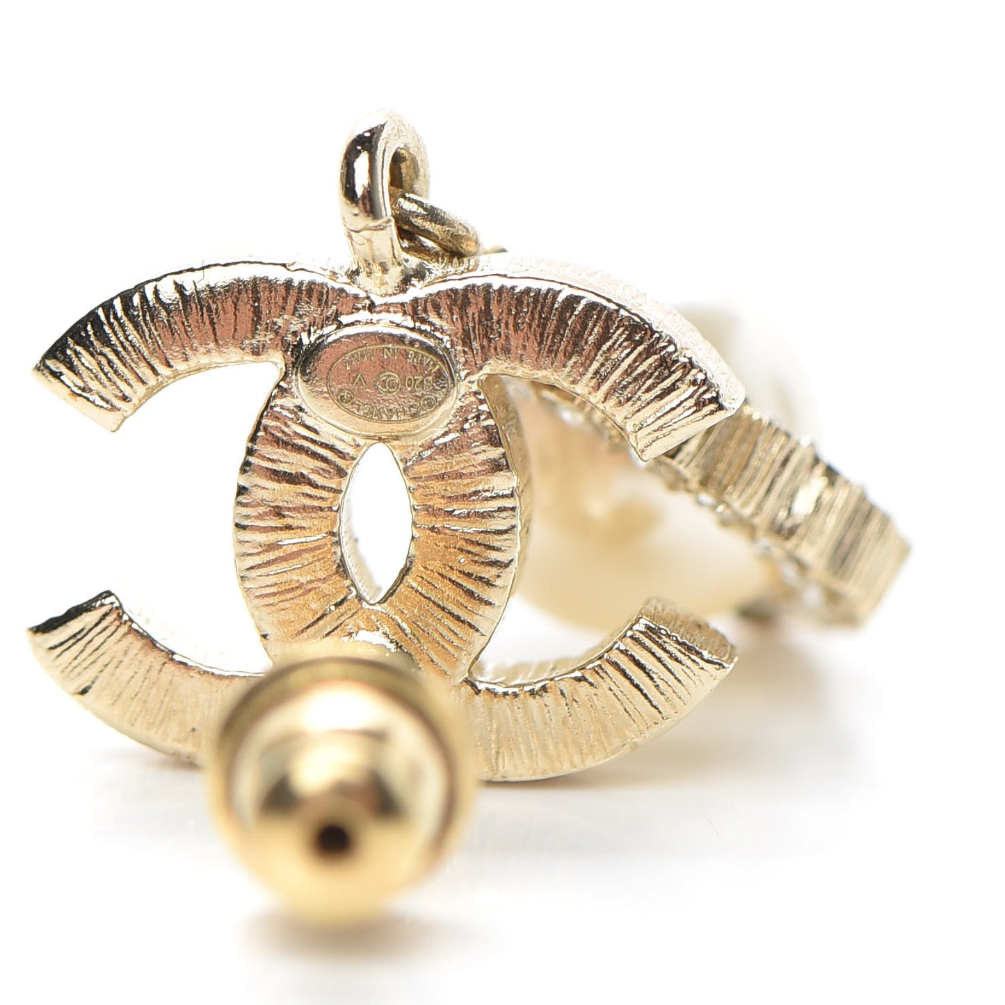 Crystal Pearl CC Drop Earrings Gold