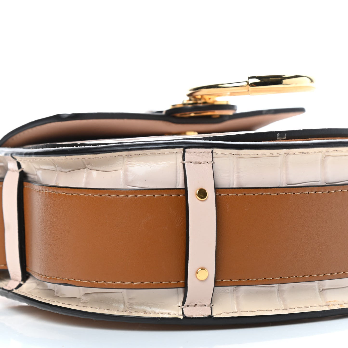 Calfskin Crocodile Embossed Small Tess Bag Cement Pink