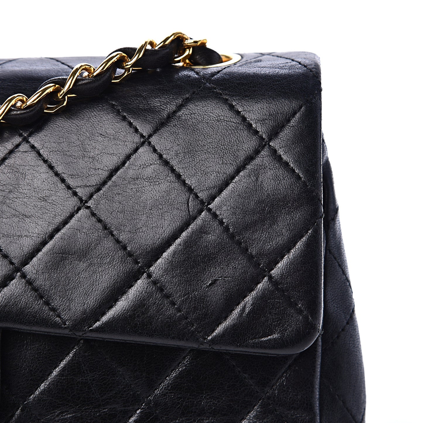 Lambskin Quilted Small Double Flap Black