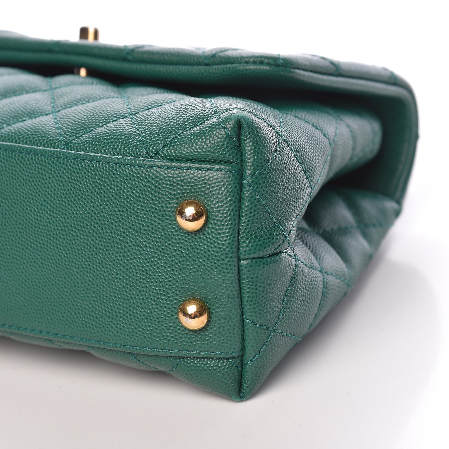 Caviar Quilted Mini Coco Handle Flap Green