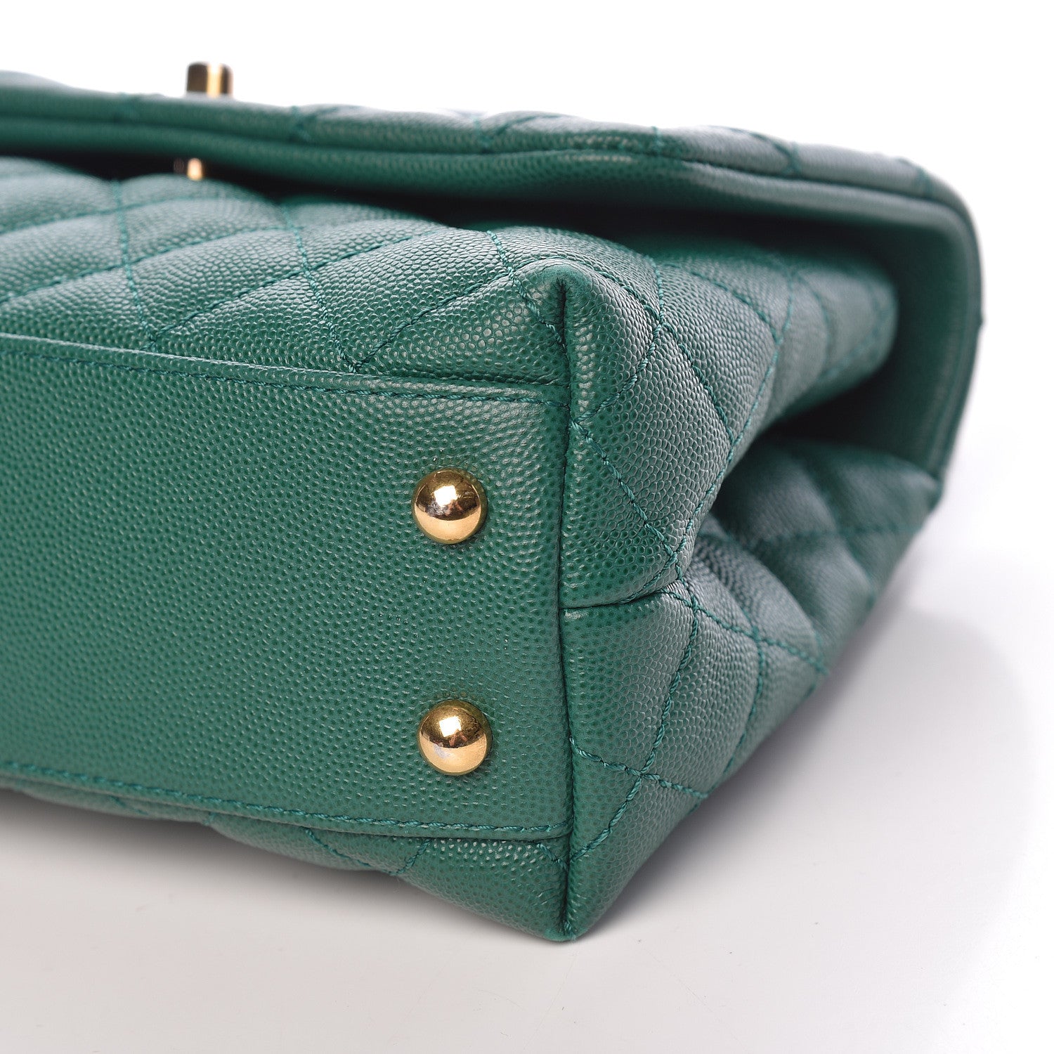 Chanel Caviar Quilted Mini Coco Handle Flap Green 10 of 11