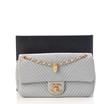 Chanel Calfskin Surpique Chevron Medium Flap Grey 8 of 8