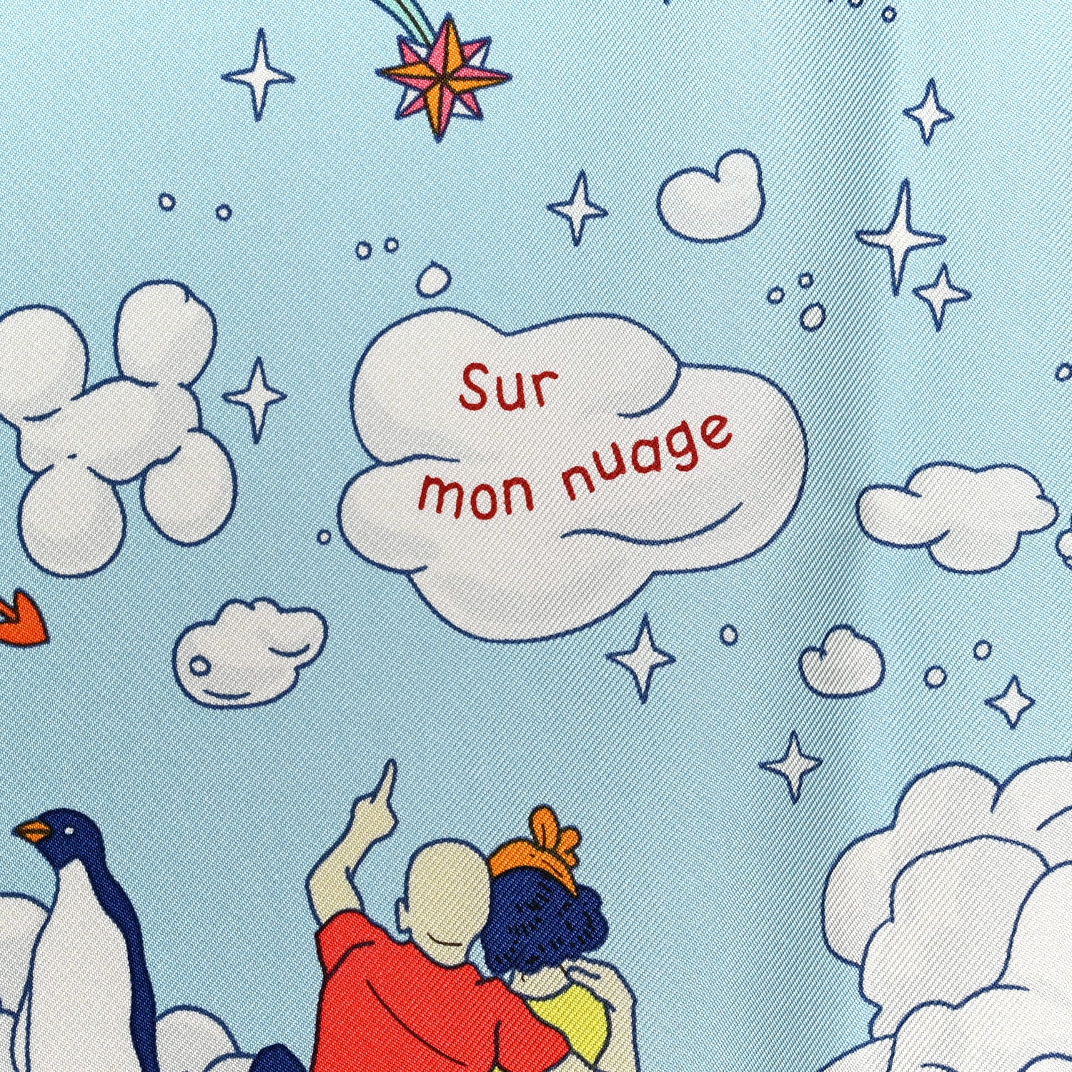 Hermes Silk Sur Mon Nuage Scarf 90 Creme Bleu Clair 5 of 6