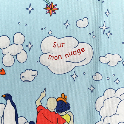 Hermes Silk Sur Mon Nuage Scarf 90 Creme Bleu Clair 5 of 6
