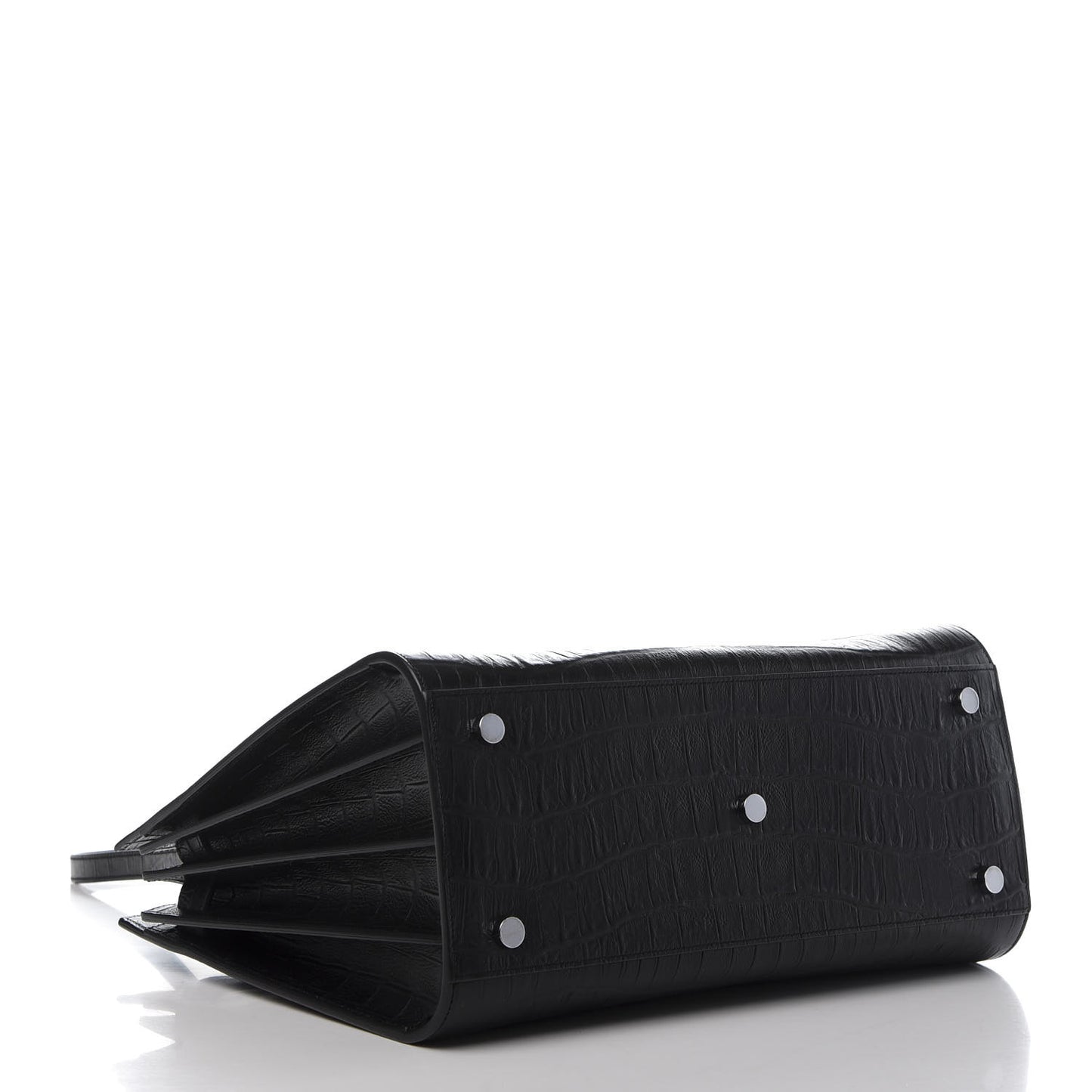 Calfskin Crocodile Embossed Small Sac de Jour Black