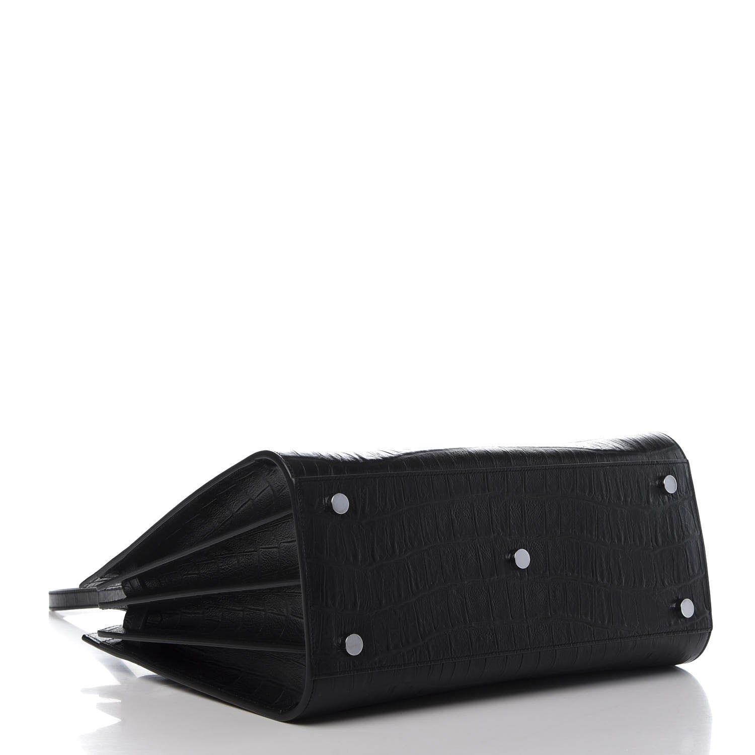 Saint Laurent Calfskin Crocodile Embossed Small Sac de Jour Black 5 of 11
