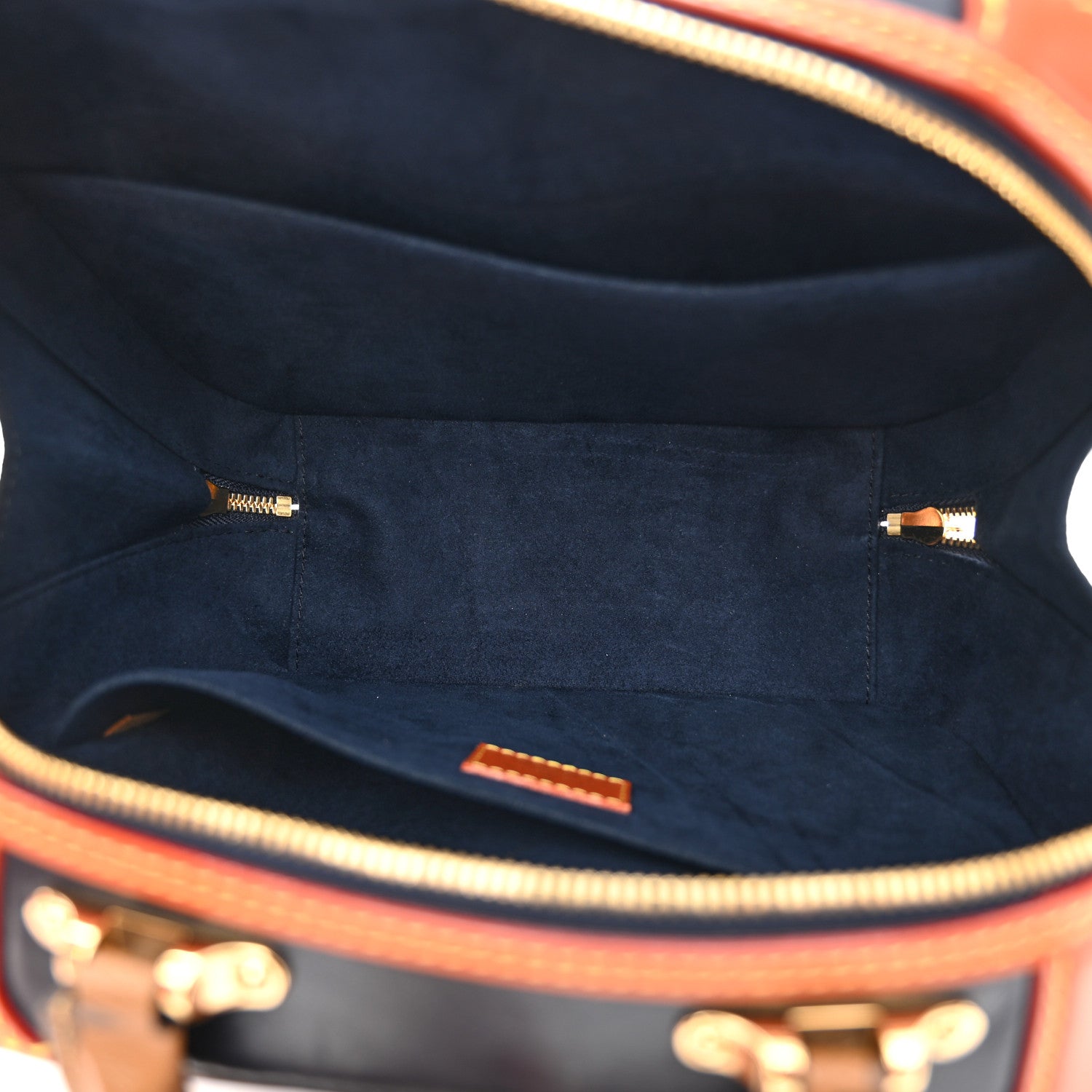 Louis Vuitton Calfskin Reverse Monogram Valisette PM Navy Caramel 7 of 9