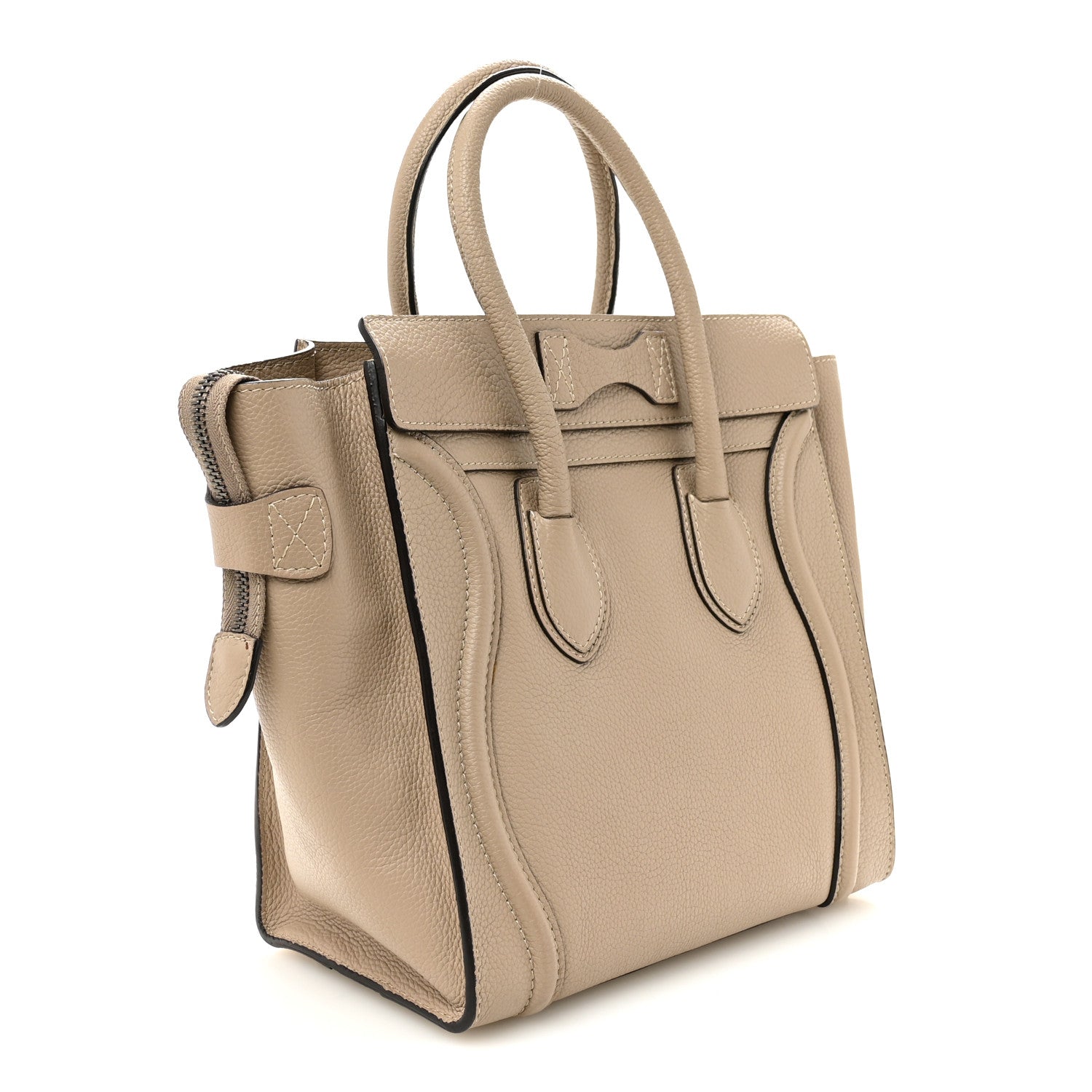 Celine Drummed Calfskin Micro Luggage Dune 3 of 10
