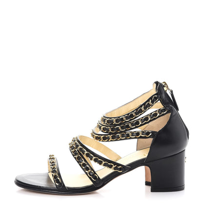 Chanel Lambskin CC Chain Sandals 35 Black 1 of 19