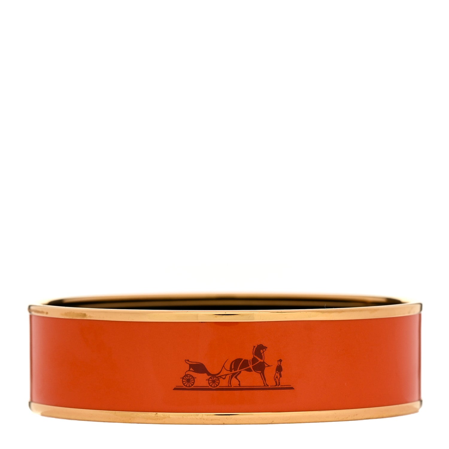 Hermes Enamel Printed Caleche Wide Bracelet 70 Orange 2 of 4