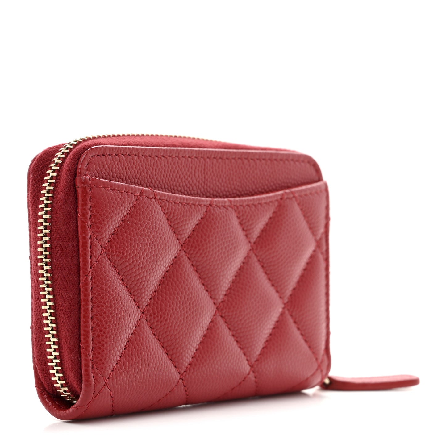 Caviar Quilted Zip Coin Purse Red