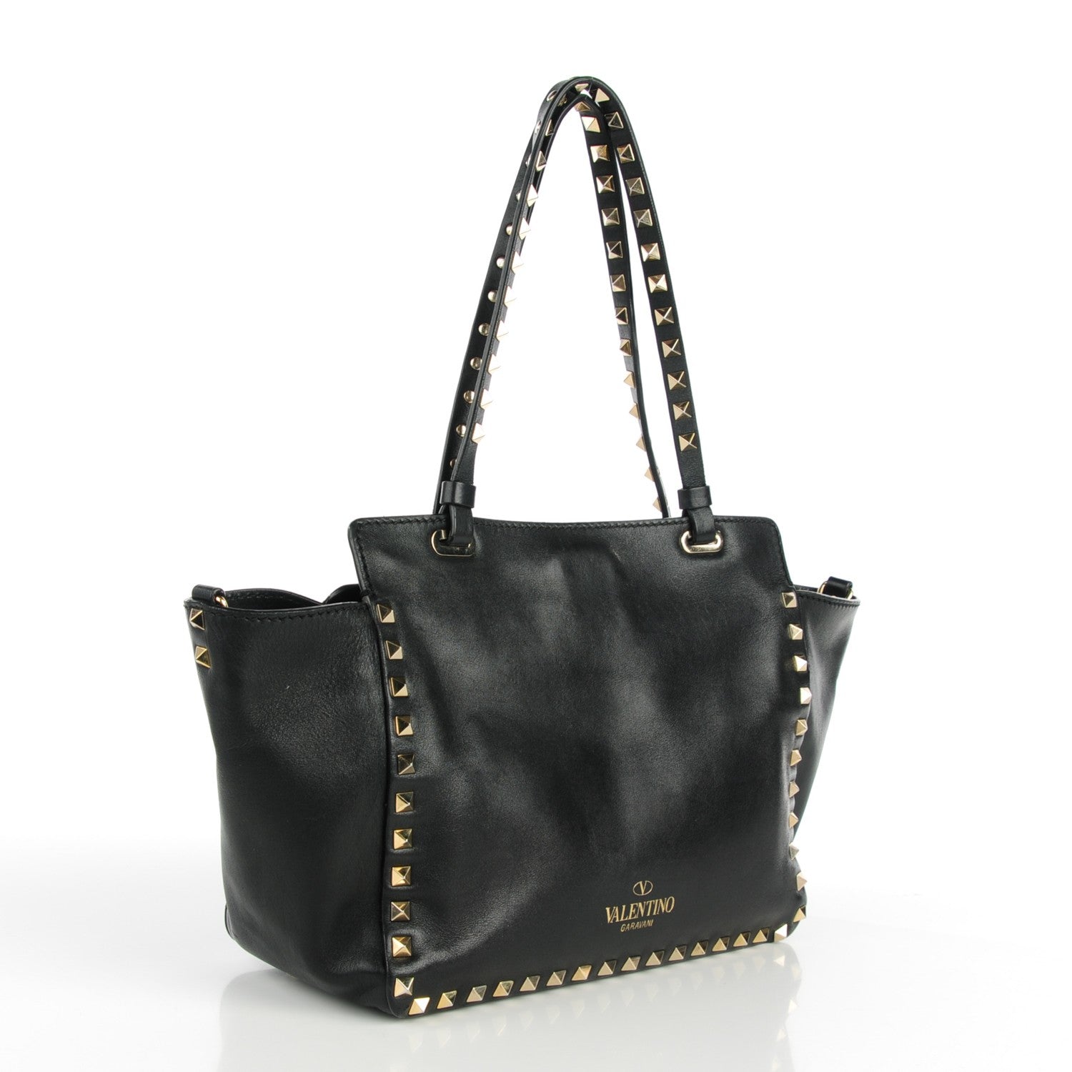 Valentino Garavani Vitello Small Rockstud Tote Black 3 of 7