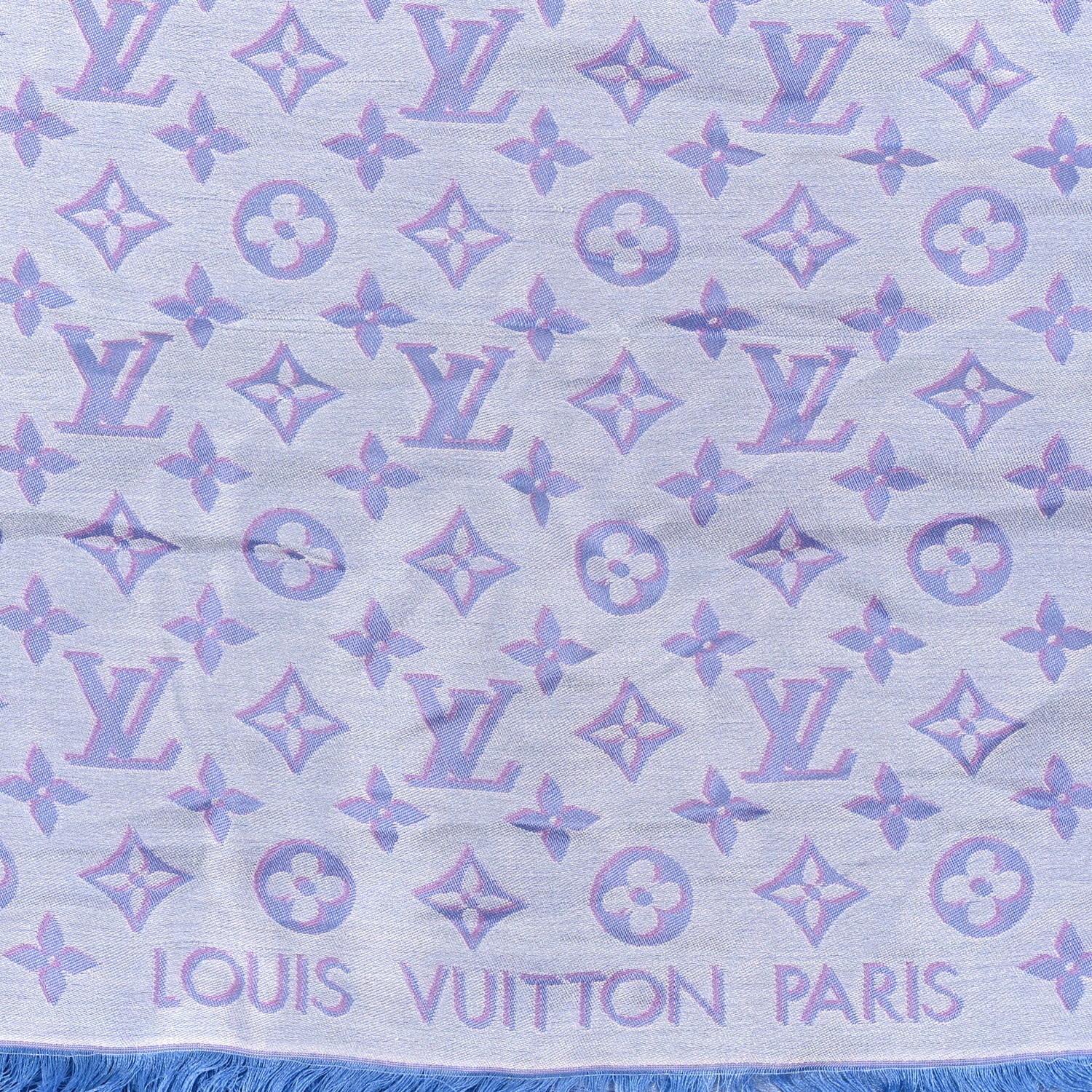 Louis Vuitton Silk 3D Monogram Shawl Bleu Glacier 2 of 3