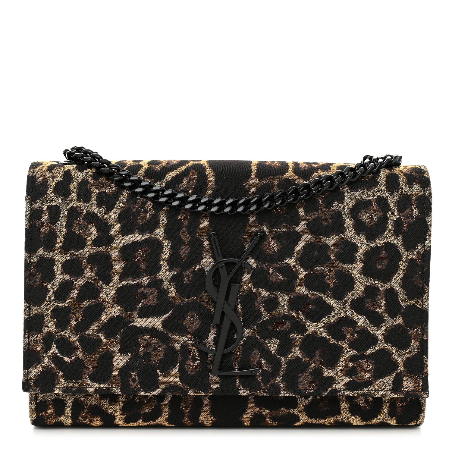 Saint Laurent Jacquard Leopard Small Monogram Kate Satchel Oro Natural 1 of 11