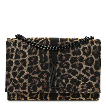 Saint Laurent Jacquard Leopard Small Monogram Kate Satchel Oro Natural 1 of 11