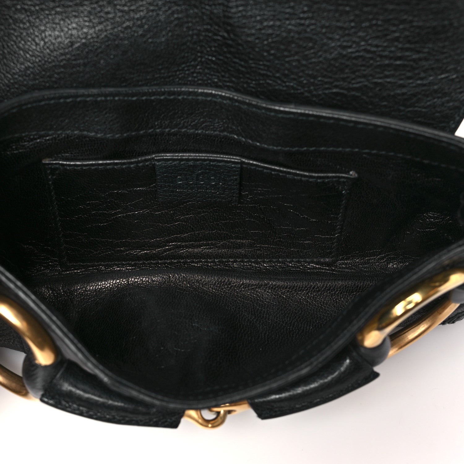 Gucci Goatskin Patent Horsebit Chain Clutch  Black 5 of 11