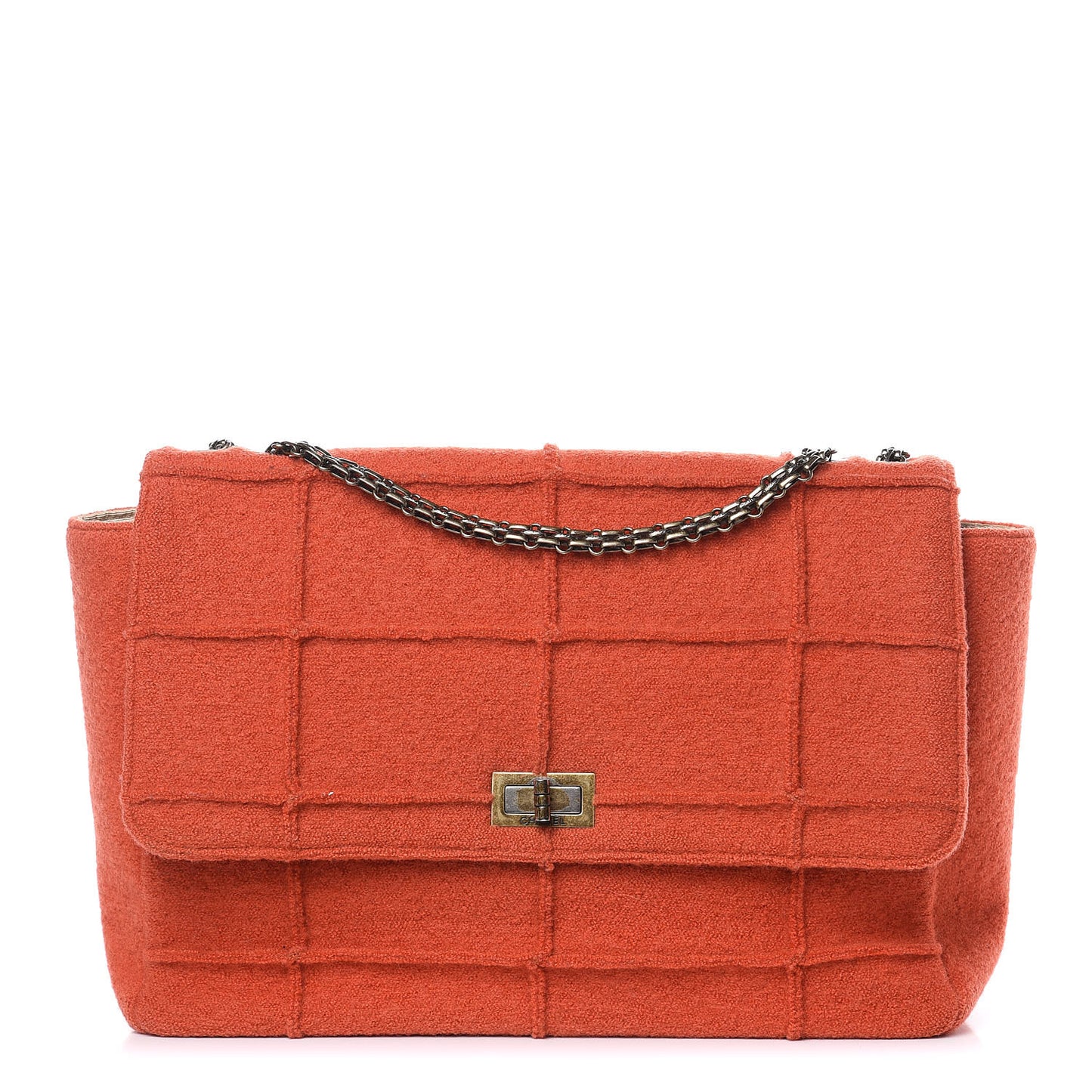 Wool Patchwork Mademoiselle Jumbo Flap Orange