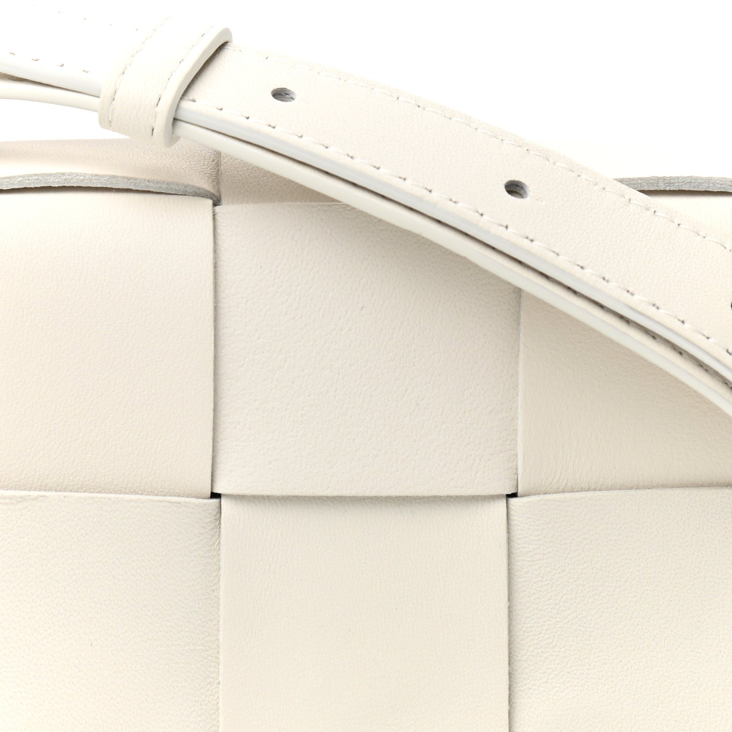Lambskin Maxi Intrecciato Extra Mini Cassette Crossbody Bag White