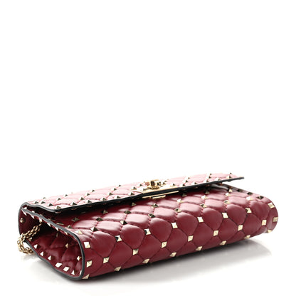 Valentino Garavani Nappa Rockstud Spike Wallet on Chain Rubino 4 of 10