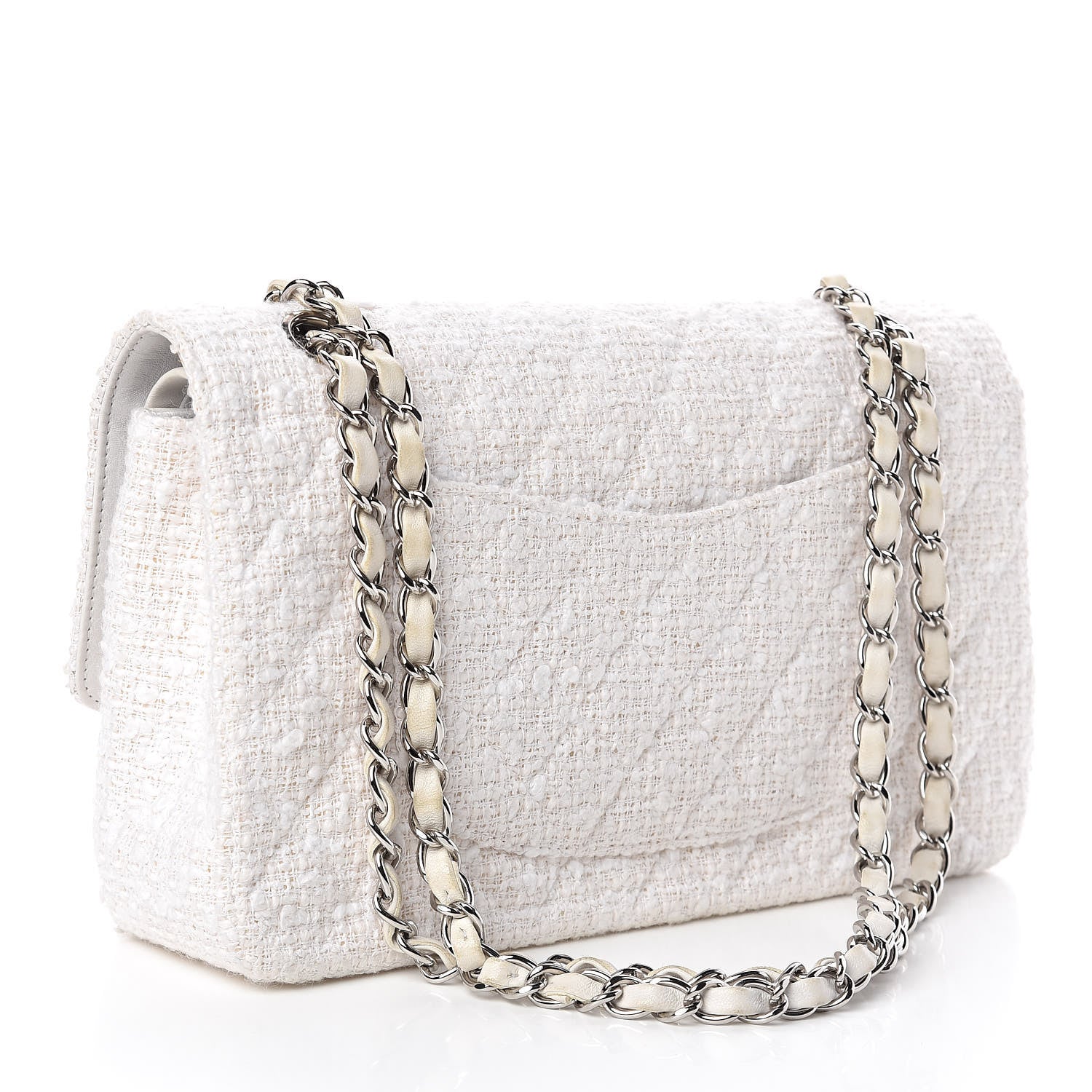 Chanel Tweed Medium Double Flap White 3 of 12