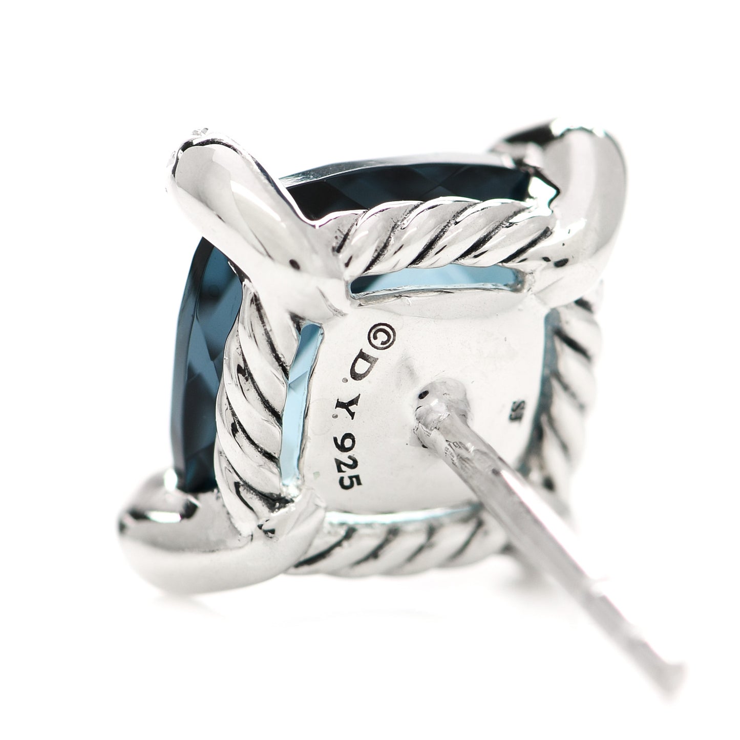 Sterling Silver Diamond Hampton Blue Topaz 9mm Chatelaine Earrings