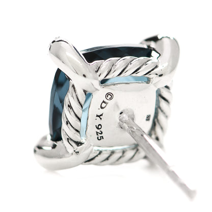 David Yurman Sterling Silver Diamond Hampton Blue Topaz 9mm Chatelaine Earrings 4 of 4