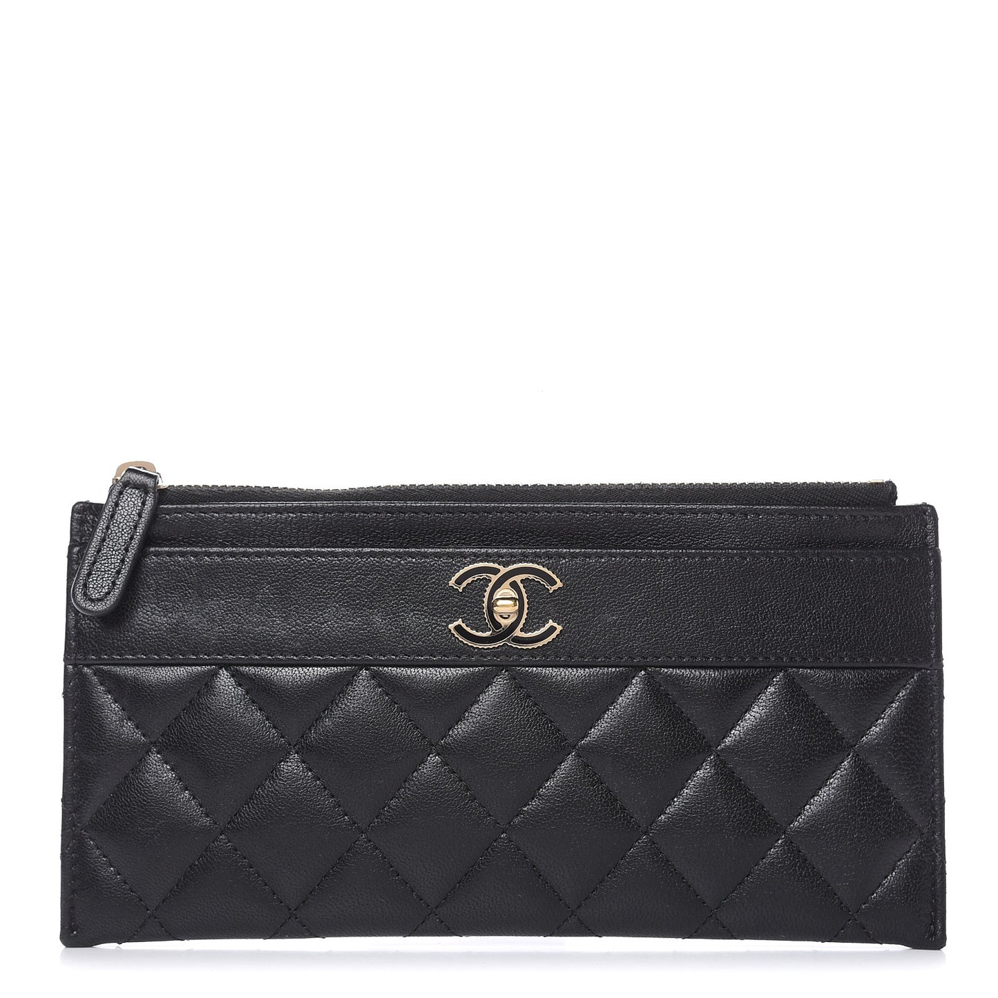 Sheepskin Quilted Mademoiselle Vintage Zip Pouch Black