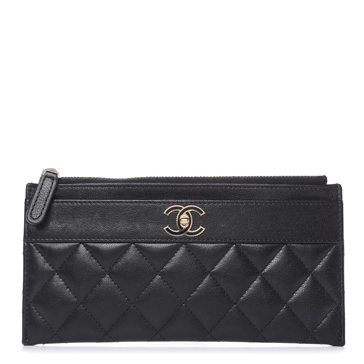 Chanel Sheepskin Quilted Mademoiselle Vintage Zip Pouch Black 1 of 10