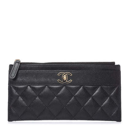 Chanel Sheepskin Quilted Mademoiselle Vintage Zip Pouch Black 1 of 10