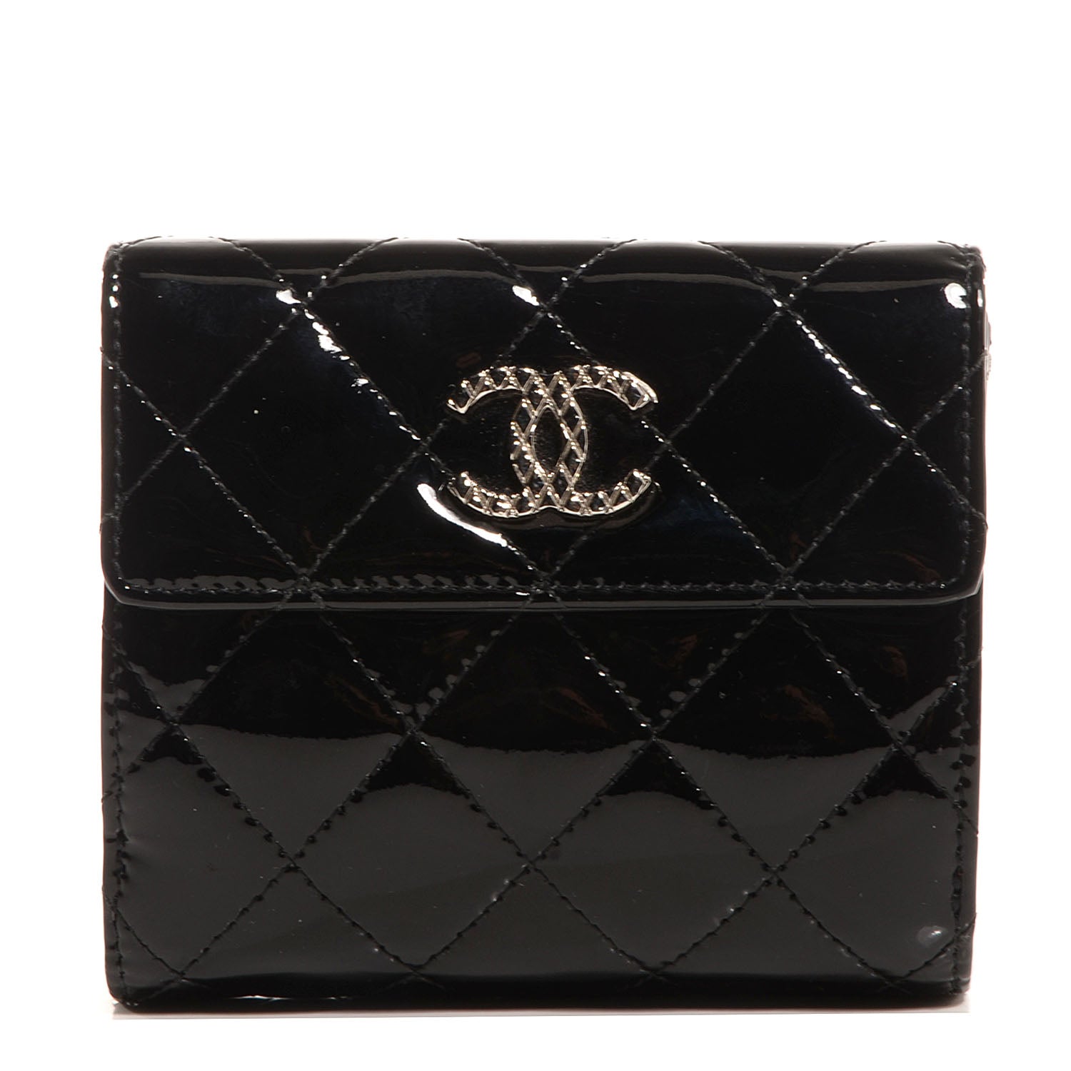 Chanel Patent Quilted Brilliant French Wallet Black 1 of 7