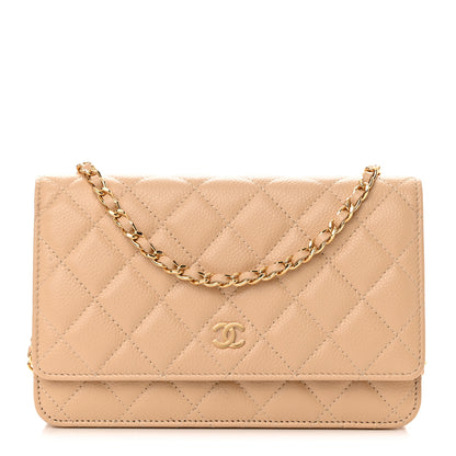 Chanel Caviar Quilted Wallet On Chain WOC Beige 1 of 16