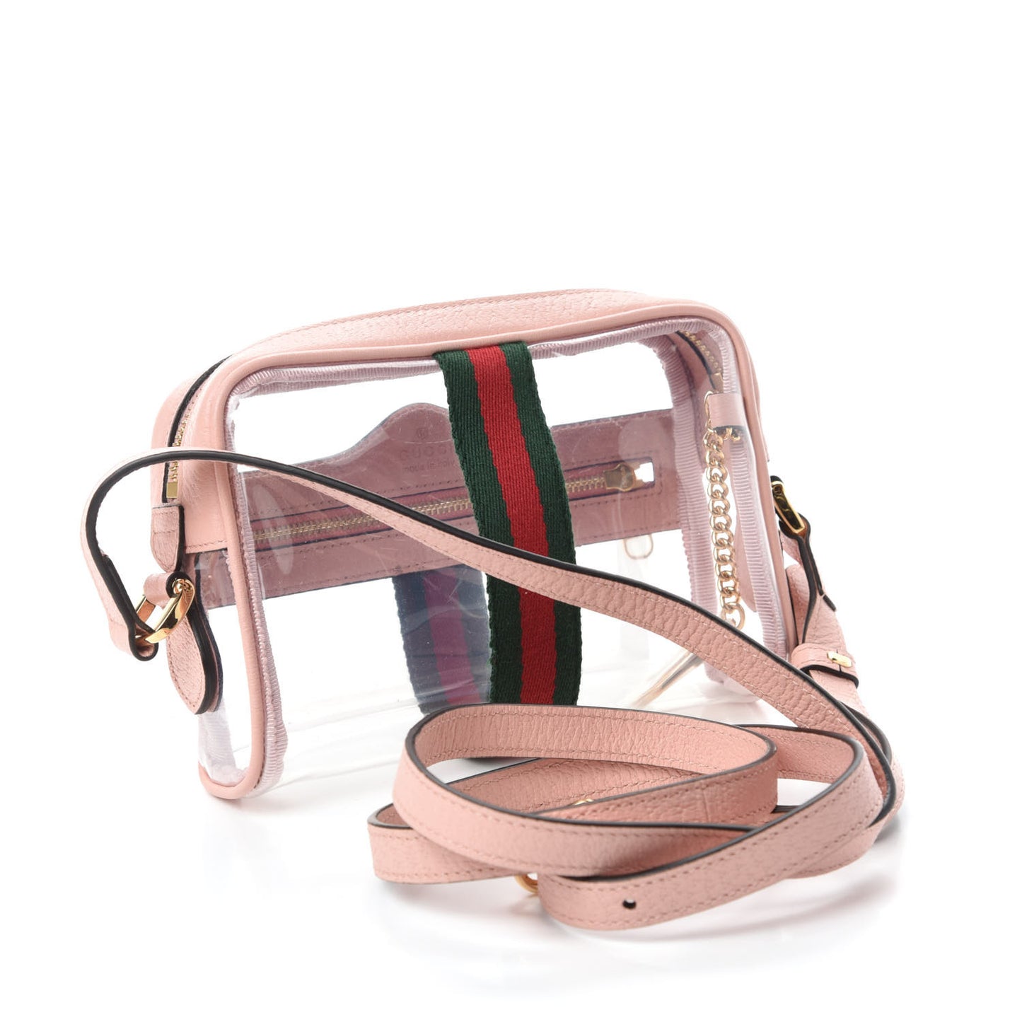 Vinyl Web Mini Ophidia Transparent Shoulder Bag Perfect Pink