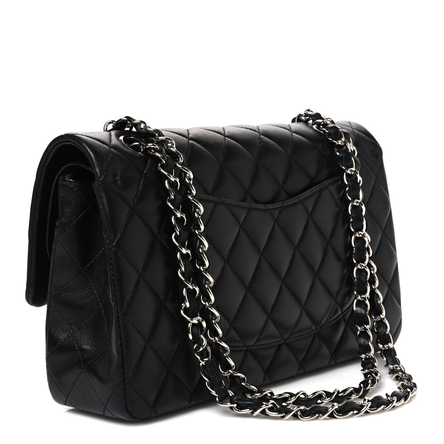Lambskin Quilted Medium Double Flap Black