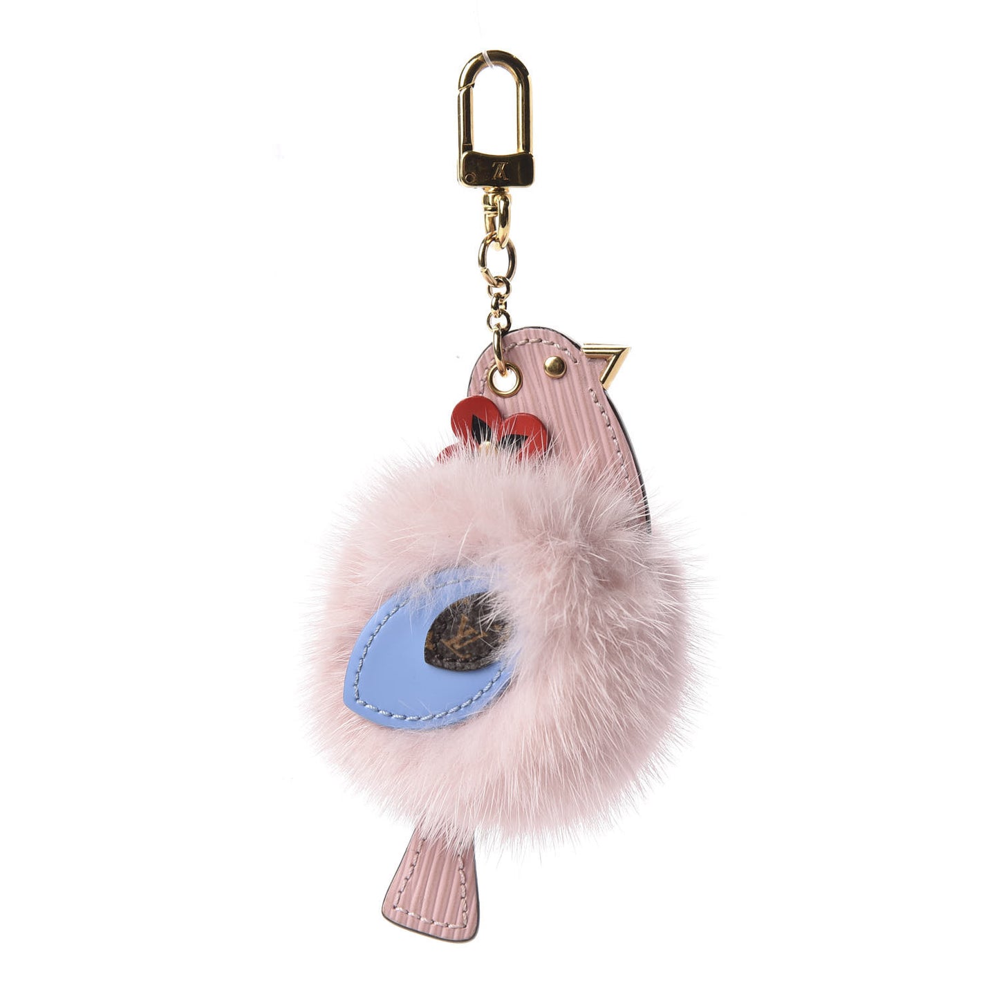 Mink Fur Epi Monogram Bird Bag Charm Rose Ballerine