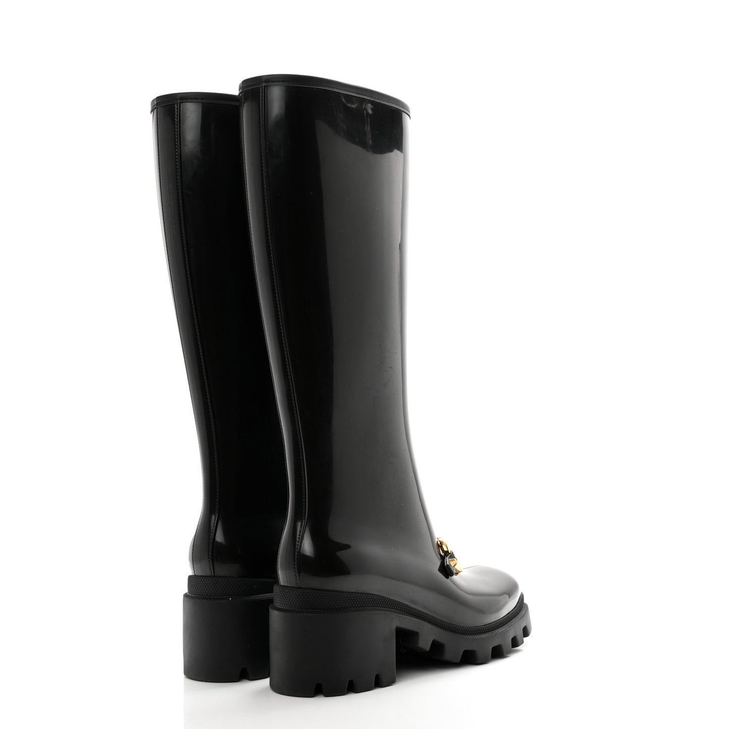 Rubber Horsebit Knee High Boots 39 Black