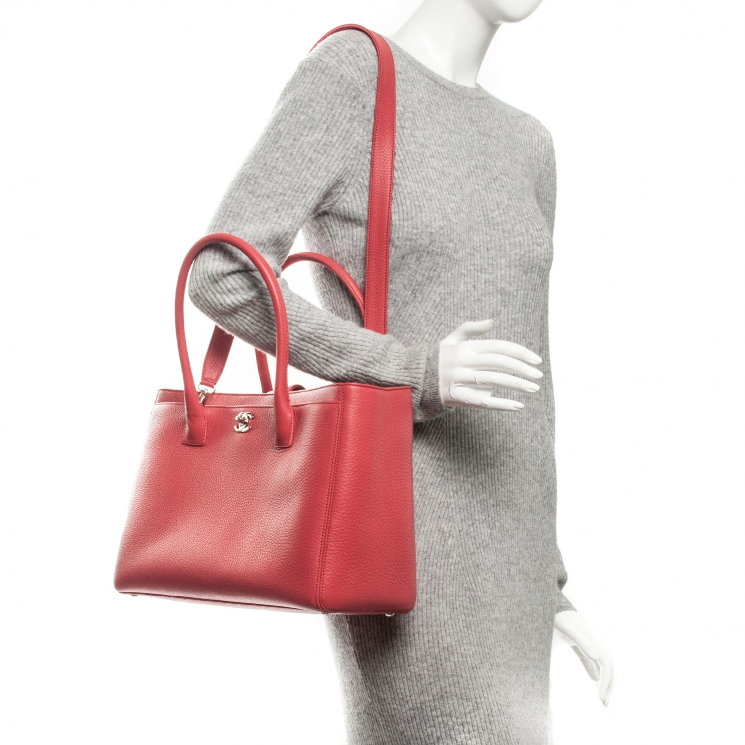 Chanel Calfskin Cerf Executive Shopper Tote Coral 2 of 7
