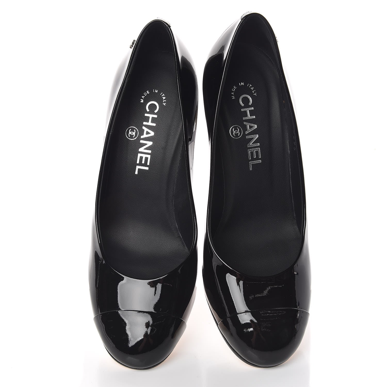 Chanel Patent Calfskin Cap Toe CC Pearl Pumps 36.5 Black 5 of 11