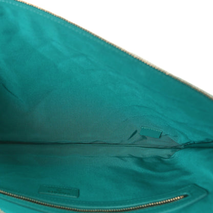 Chanel Caviar Quilted Large Cosmetic Case Turquoise 5 of 9