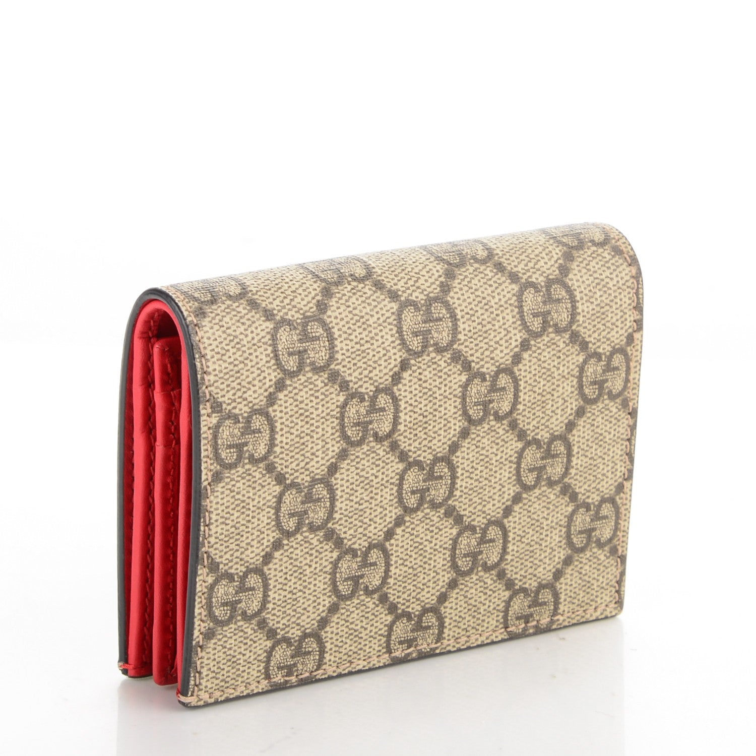 Gucci GG Supreme Monogram Kingsnake Heart Embroidered Print Card Case Red 3 of 6