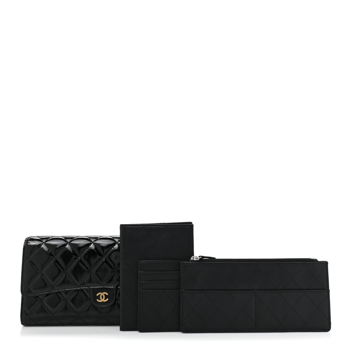 Chanel Patent Quilted Travel Wallet Black 2 of 14