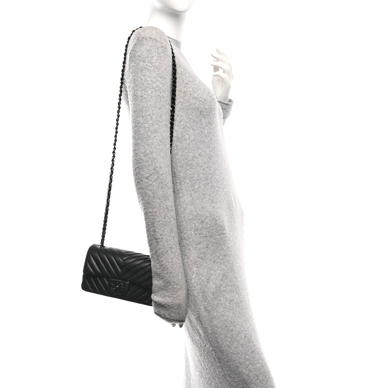 Chanel Lambskin Chevron Quilted Mini Rectangular Flap So Black 2 of 12