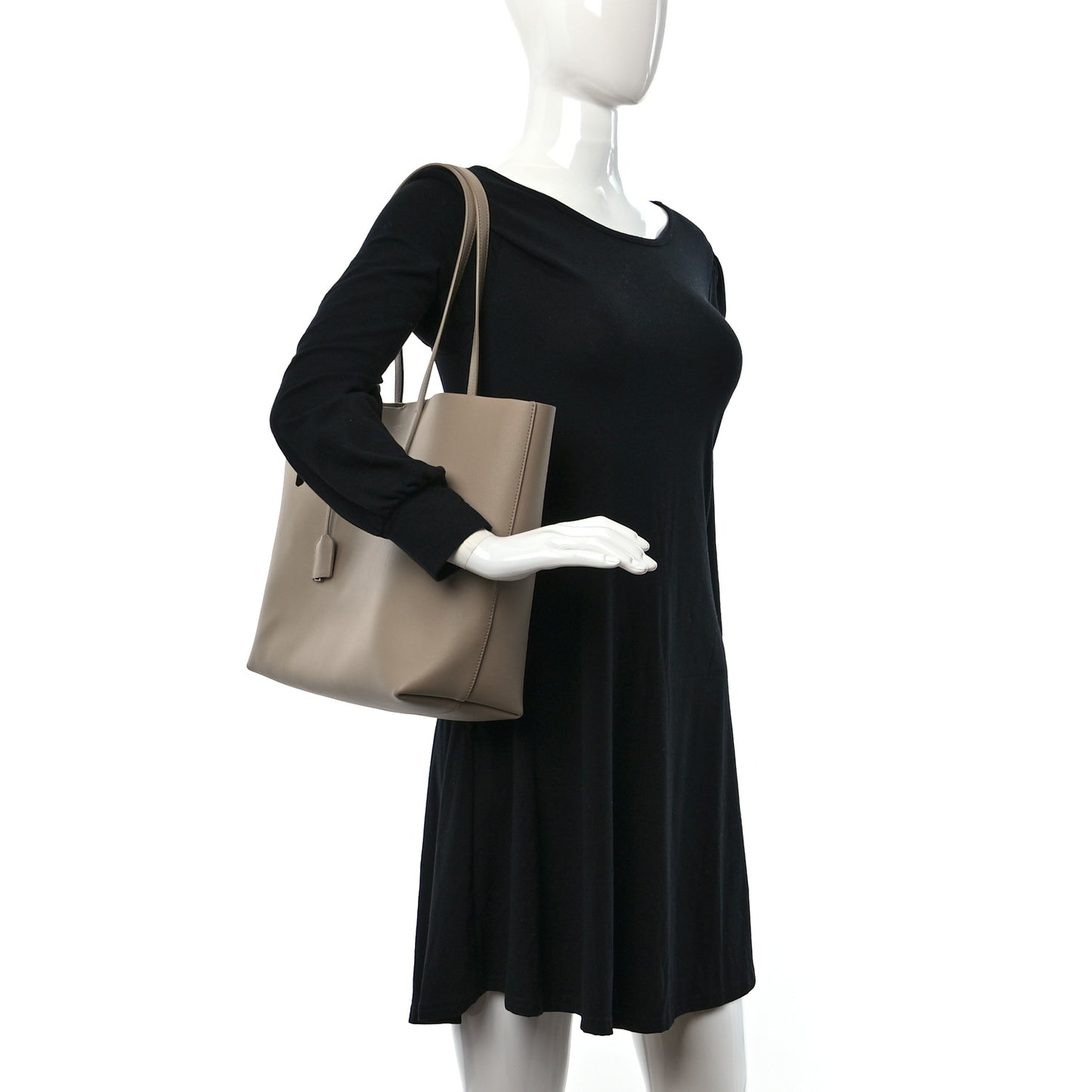 Calfskin Large Shopping Tote Dark Beige