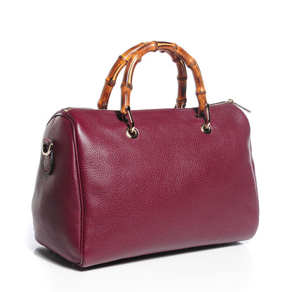 Gucci Calfskin Bamboo Medium Shopper Boston Burgundy 3 of 9