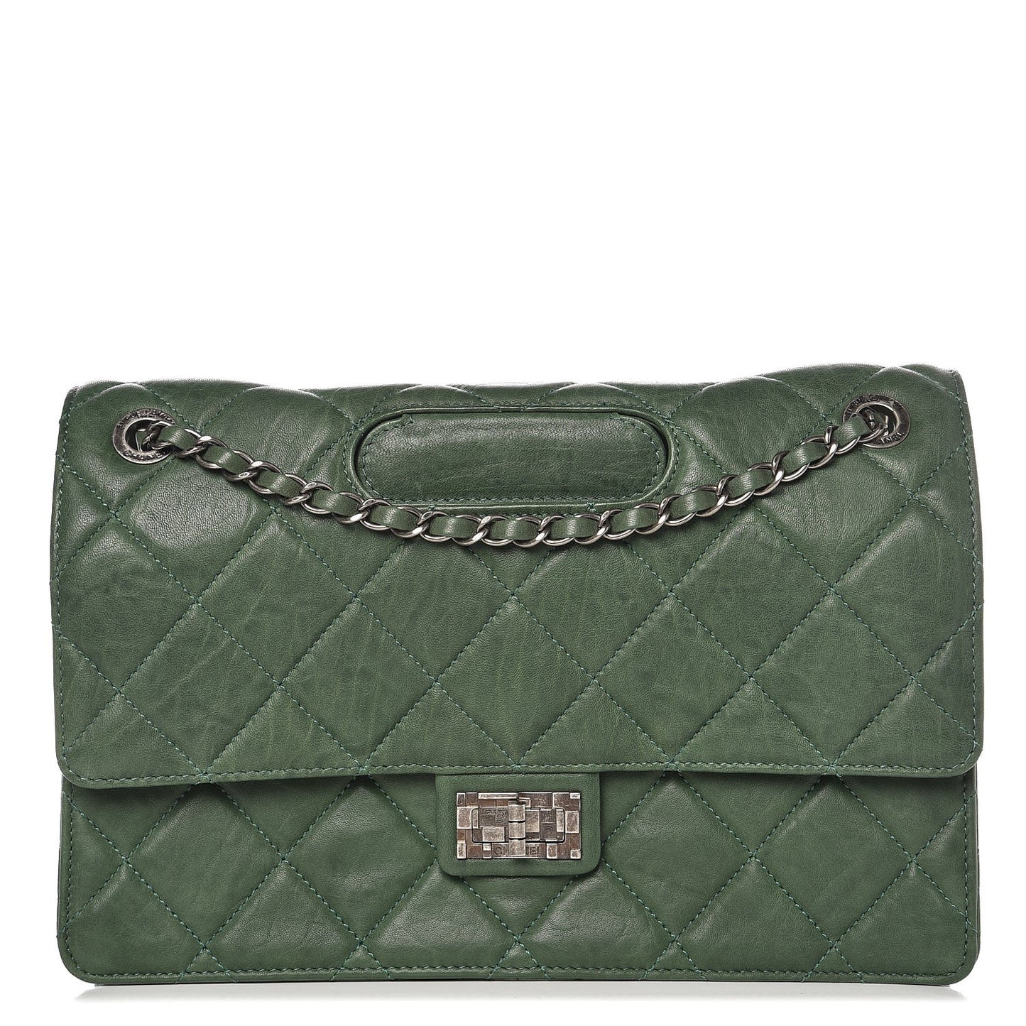 Washed Lambskin Jumbo Take Away Flap Green