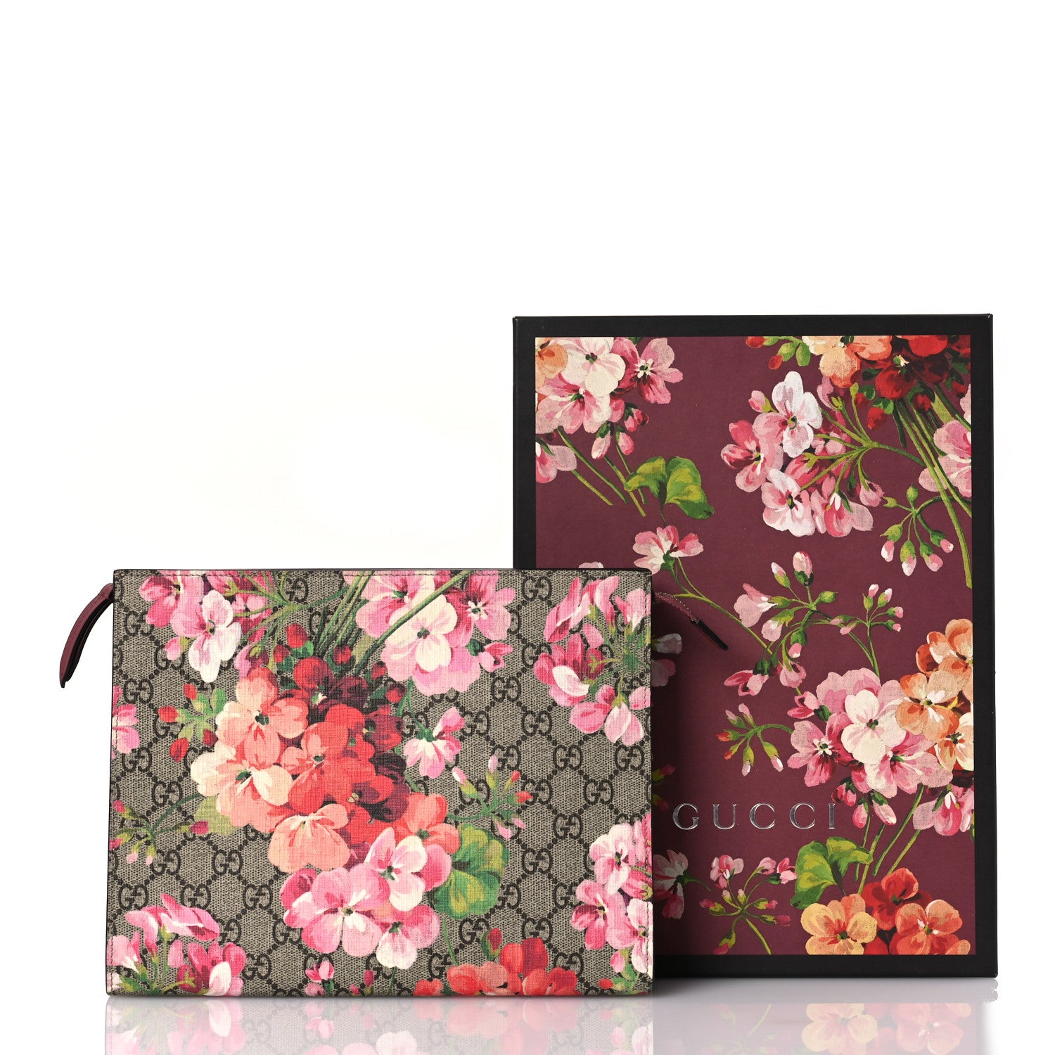 Gucci GG Supreme Monogram Blooms Large Cosmetic Case Beige Multicolor Dry Rose 11 of 11