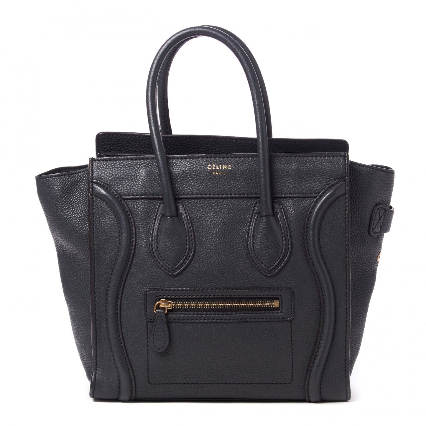 Drummed Calfskin Micro Luggage Black