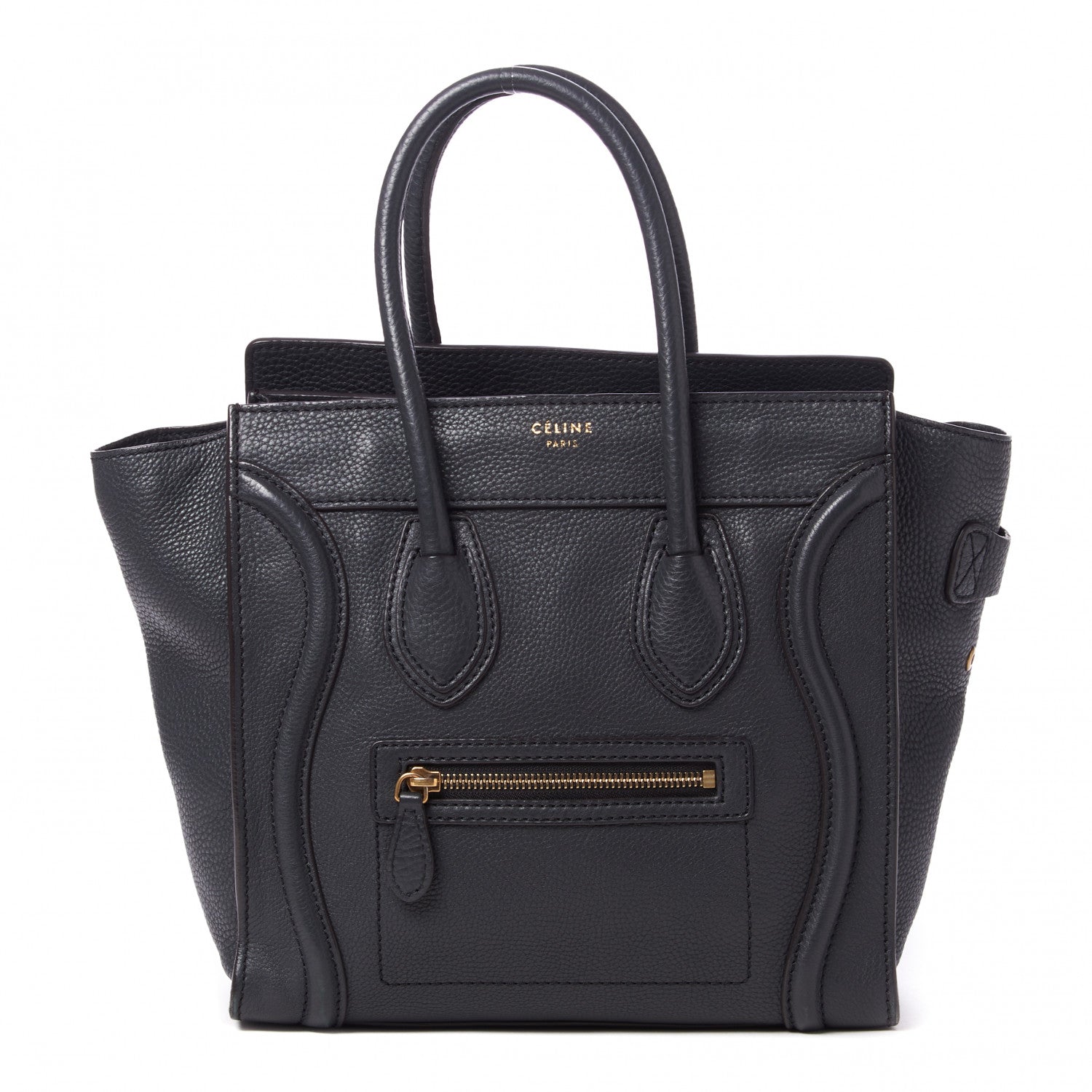 Celine Drummed Calfskin Micro Luggage Black 1 of 9