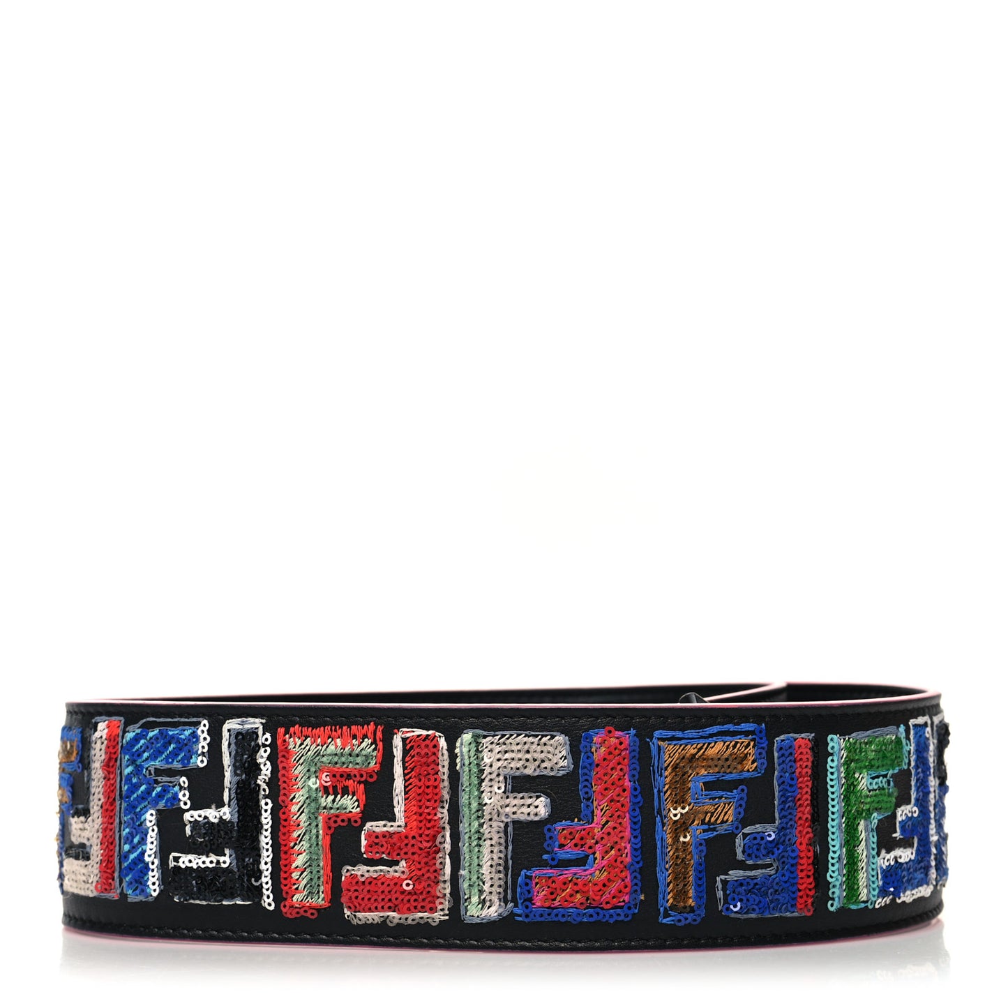 Calfskin Sequin Fun Fair Strap You Black Multicolor
