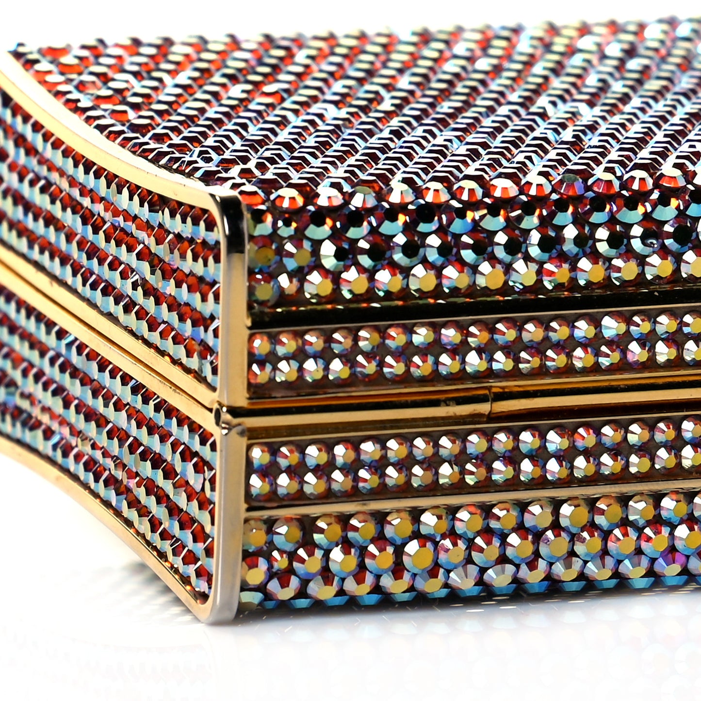 Swarovski Crystal Minaudiere Clutch Gold Multicolor